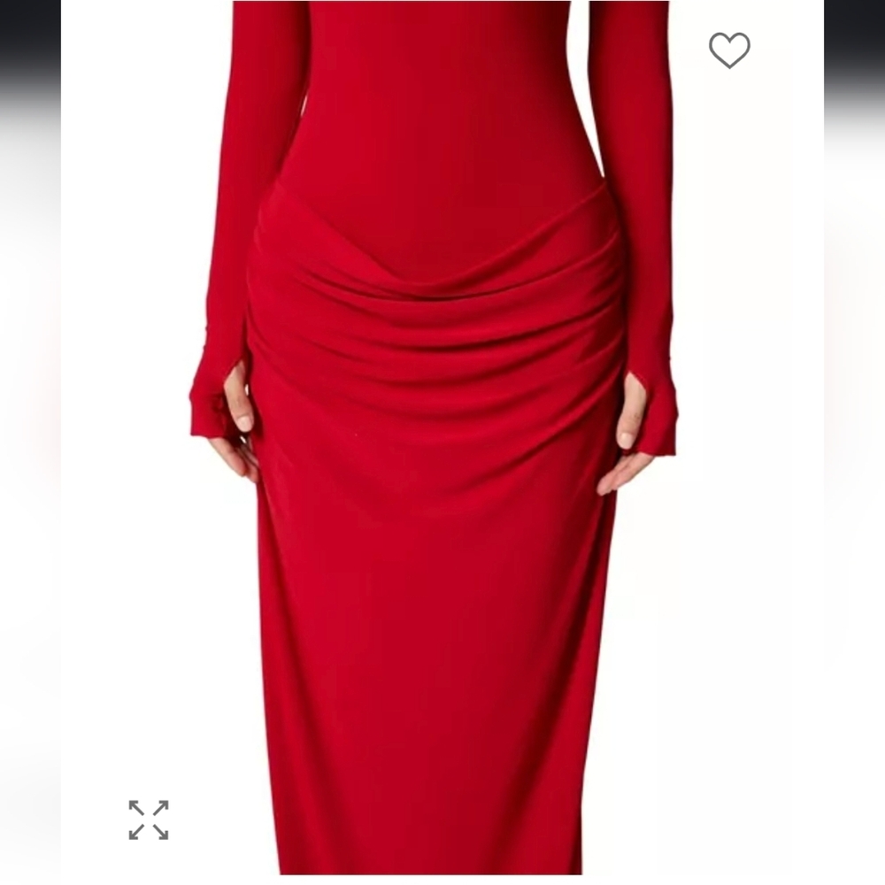 Chic Scarlet Long Sleeve Dress - Picture 7 of 9